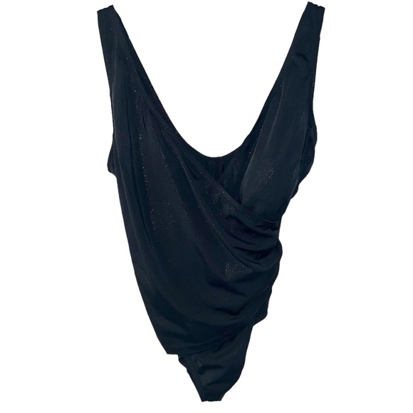 4/$24 Longitude Black with‎ Gold Shimmer V-Neck One Pierce Swimsuit - Picture 2 of 10